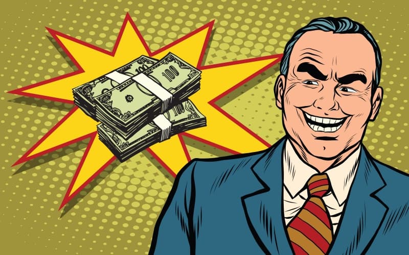 Pop art of a greedy businessman.
