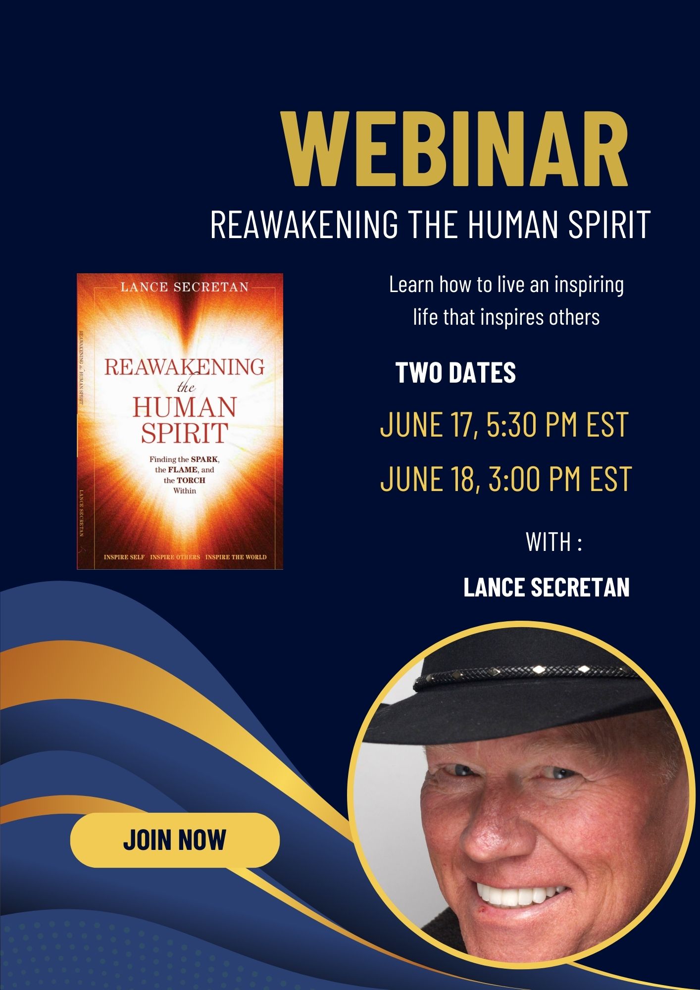 An ad for a webinar for Reawakening the Human Spirit