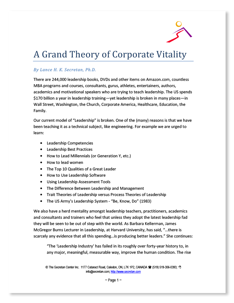 A Grand Theory of Corporate Vitality