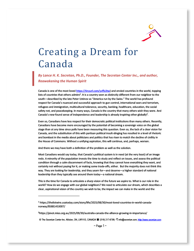 ONE Dream for Canada white paper
